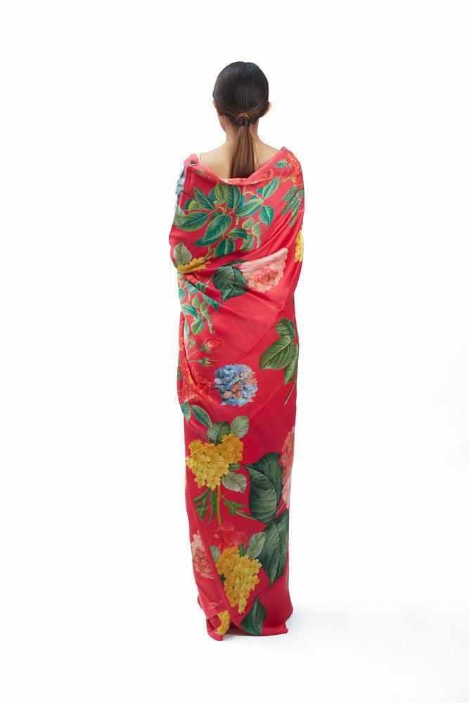 Linen saree beautiful red designer wear