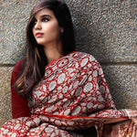 Lovely Red Colour Printed Pure Linen Saree For Women - Ibis Fab