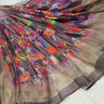 Magnetic brown Colored Casual Wear Pure Linen Saree - Ibis Fab