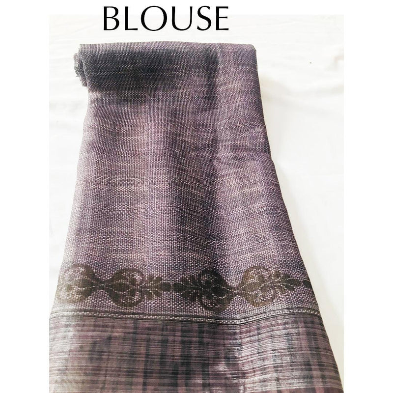 Magnetic brown Colored Casual Wear Pure Linen Saree - Ibis Fab