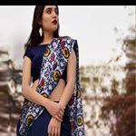 Magnetic dark Blue Colored Party Wear Pure Linen Printed Saree - Ibis Fab