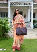 Majesty coral Pure Colored Festive Wear Linen Designer Saree