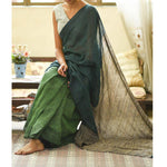 Majesty Green Colored Festive Wear Pure Linen Designer Saree - Ibis Fab