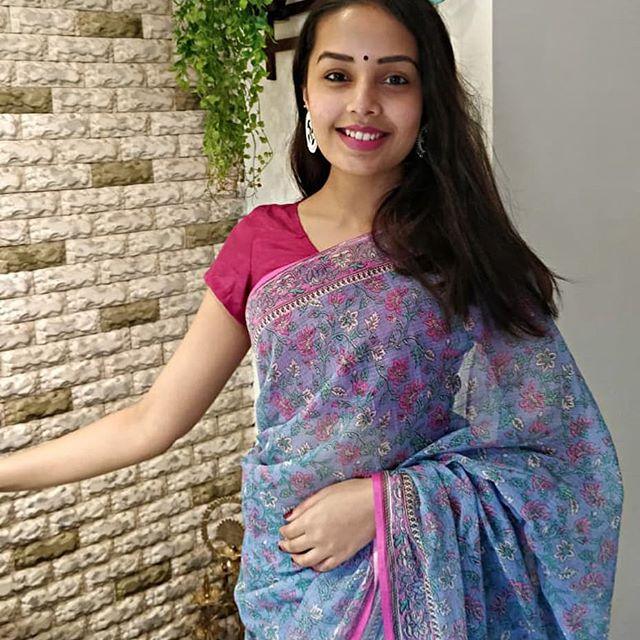 Marvellous Light blue Colored Printed Pure Linen Saree For Women - Ibis Fab