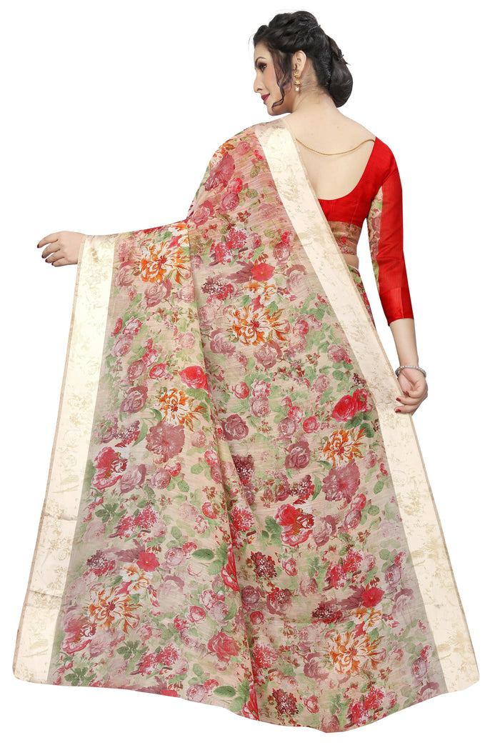 Marvellous  Tan Pure Pure Linen Designer Saree