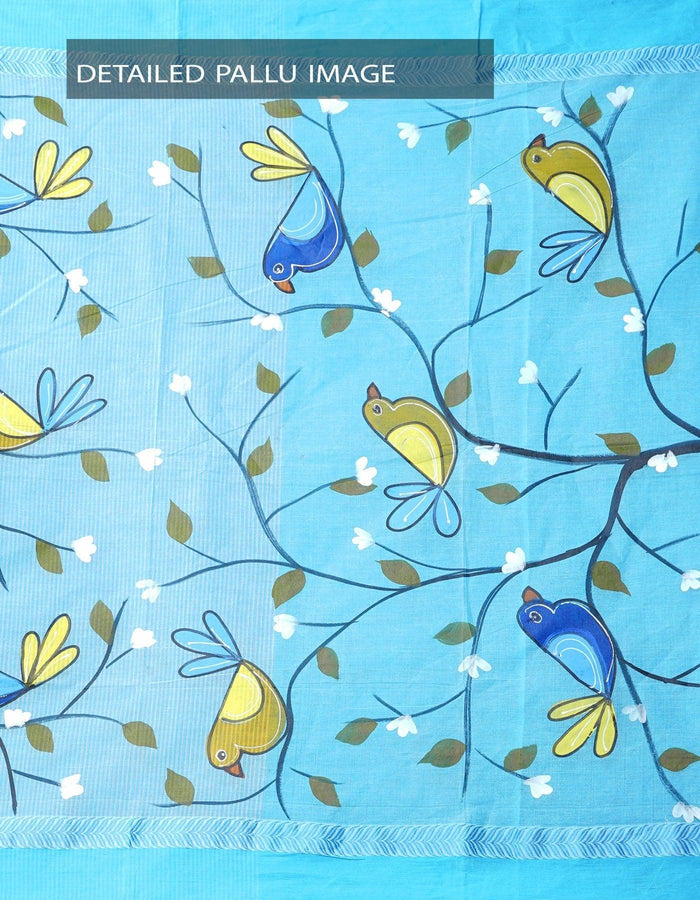Mesmeric Light Blue Colored Festive Wear Linen Designer Saree