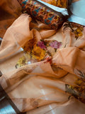 Mesmerising Pure Linen Copper Colored Casual Printed Saree