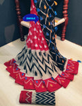 Mesmerising Pure Linen Red And Black Colored Casual Printed Saree