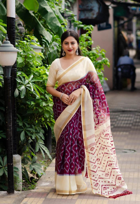 New Latest Fancy Linen Digital Printed Saree - Ibis Fab