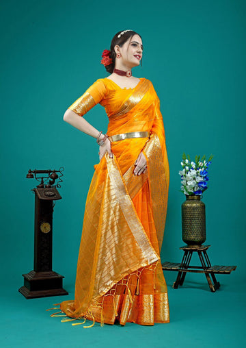 Organza Silk Saree With Attractive Rich Pallu Saree - Ibis Fab