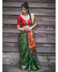 Pleasance OutStanding Green colors Linen Designer printed Saree