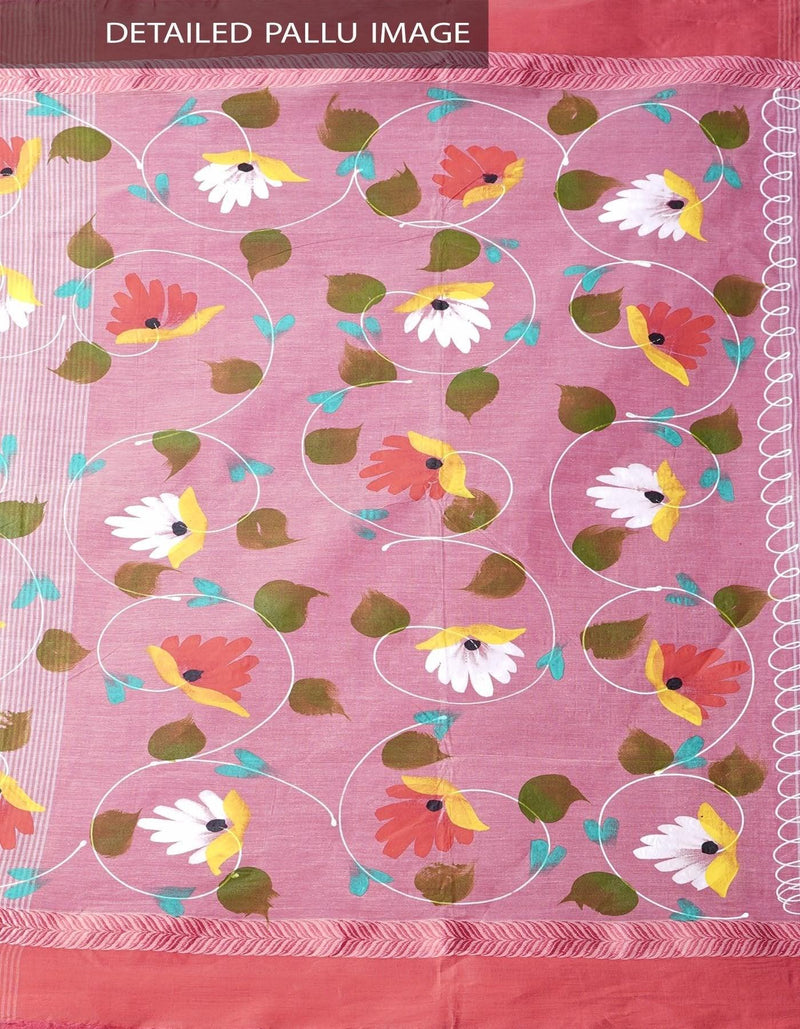 Pleasant Rose gold Pure Colored Festive Wear Linen Designer Saree - Ibis Fab