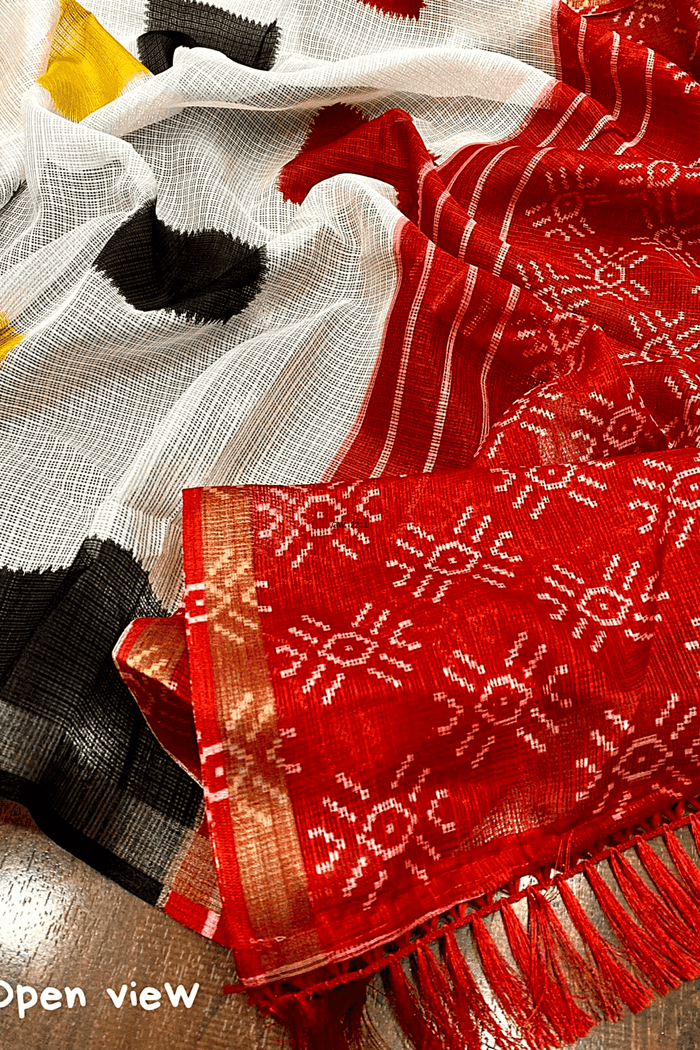Printed Box Pure Linen Saree With Blouse