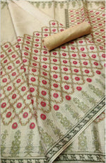 Printed Daily Wear Beige Color, Pure Linen Saree - Ibis Fab