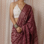 Pure Linen Digital Print Brown Color Saree, Party Wear - Ibis Fab