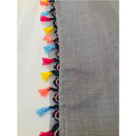 Pure linen saree grey, fabulously stitched - Ibis Fab