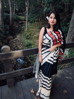 Pure linen saree in black enchanting casual wear - Ibis Fab