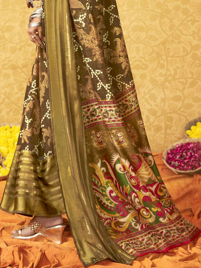 pure silk Classy green Colour Saree, Shining Party Wear - Ibis Fab