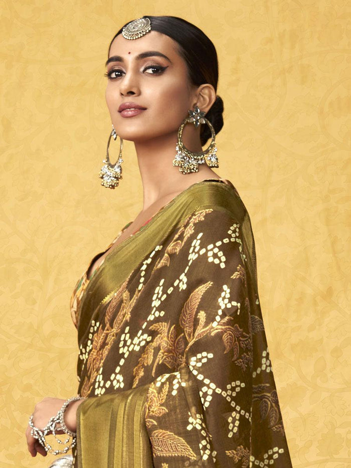 pure silk Classy green Colour Saree, Shining Party Wear
