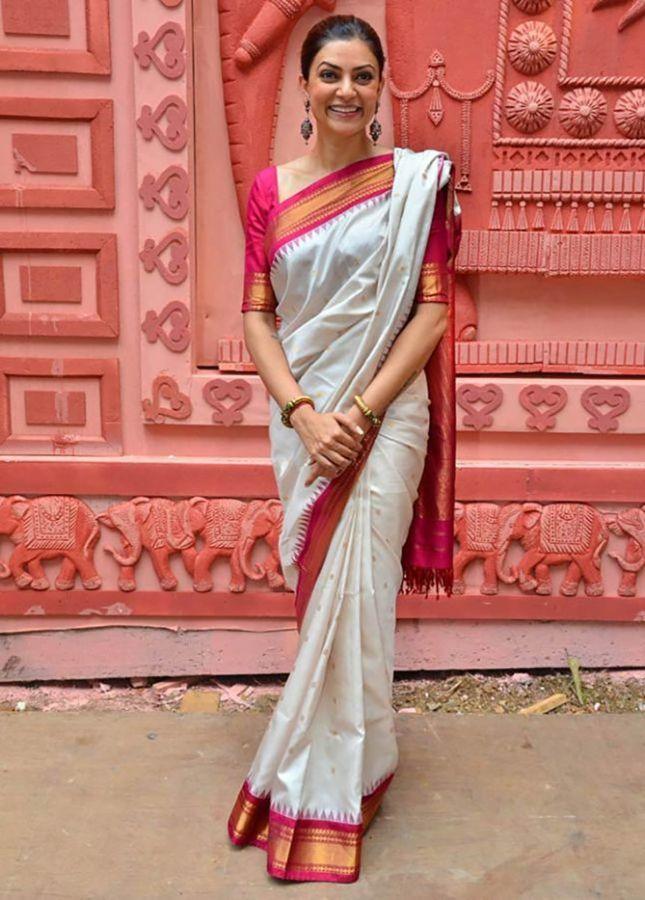 pure silk marvellous white and pink woven saree, wedding wear - Ibis Fab