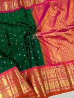 pure soft silk classy green and Red colored wedding wear saree - Ibis Fab