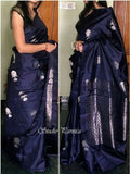pure soft silk elegant Night Blue colored saree ,festive wear