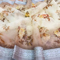 Radiant Cream Colored Party Wear Pure linen Printed Saree
