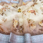 Radiant Cream Colored Party Wear Pure linen Printed Saree - Ibis Fab