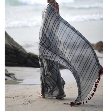 Radiant Grey Colored Festive Wear Pure Linen Designer Saree