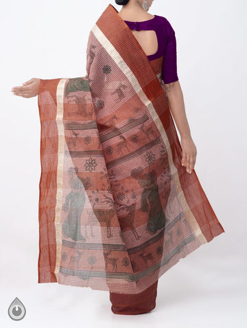 Ravishing Rosy Brown Colored Festive Wear Linen Designer Saree