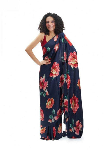Refreshing Blue colored Partywear Linen Designer Saree