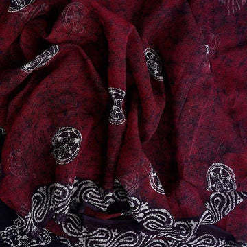 Sensational  Wine Colored  Festive Printed  Pure Linen Saree