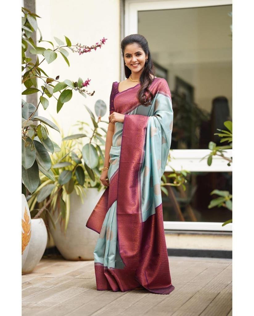Soft Lichi Silk Bold And Beautiful With Weaving Silk Exclusive New Saree - Ibis Fab