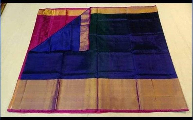 Soft silk blissful night blue colored, designer wear saree - Ibis Fab