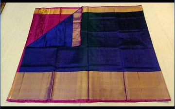 Soft silk blissful night blue colored, designer wear saree