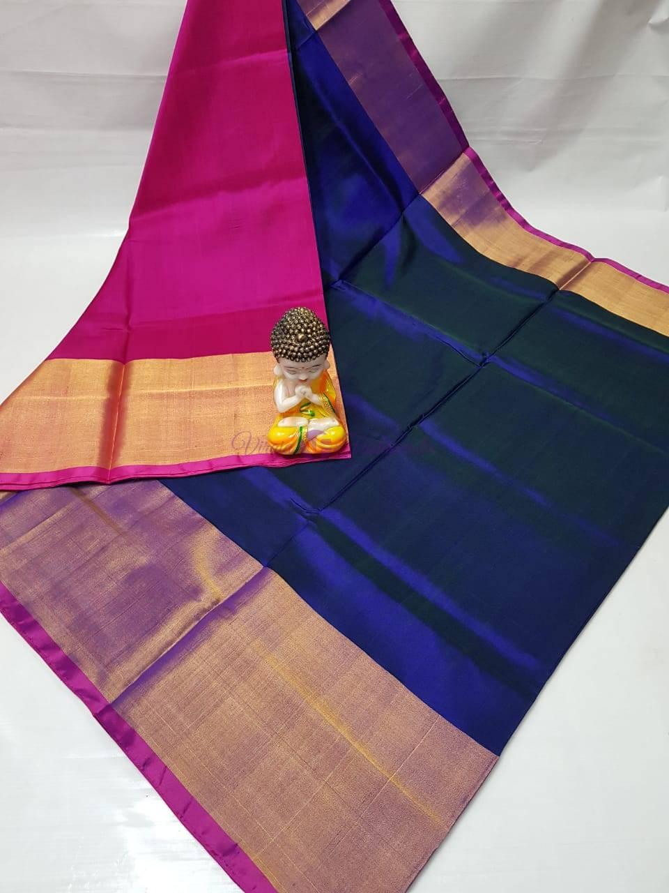 Soft silk blissful night blue colored, designer wear saree - Ibis Fab