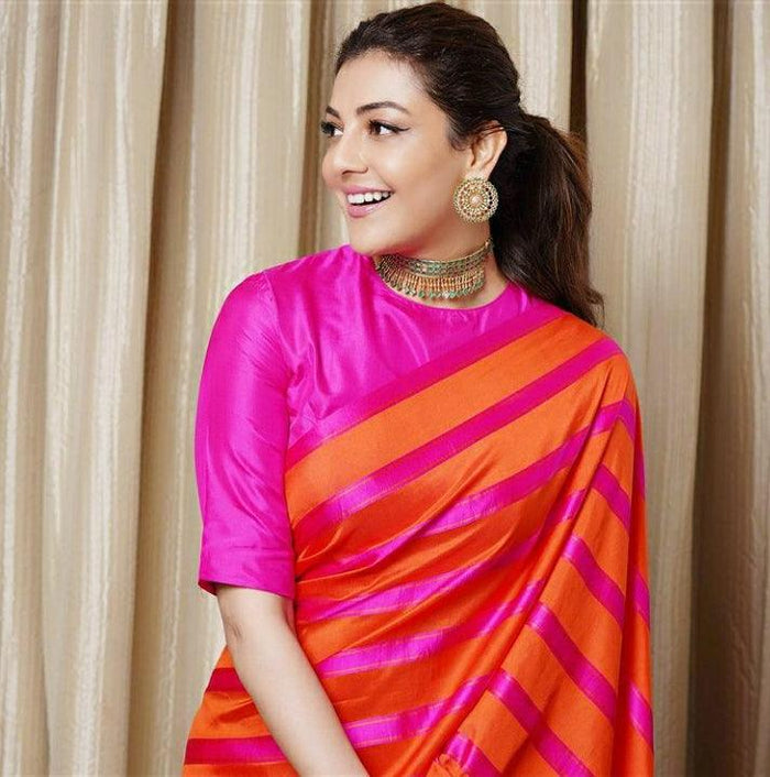 Soft silk blissful pink colored, wedding wear saree