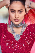 Soft Silk Classy Coral Colour Saree, Shining Party Wear - Ibis Fab