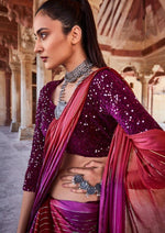 Soft Silk Classy Red Colour Saree, Shining Party Wear - Ibis Fab