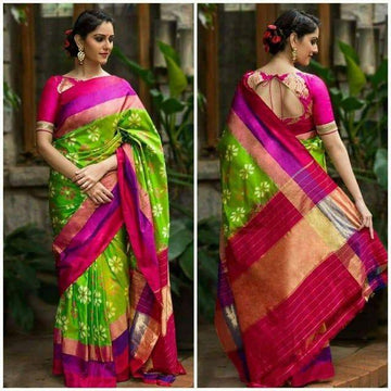 soft silk glorious Green with green saree, casual wear