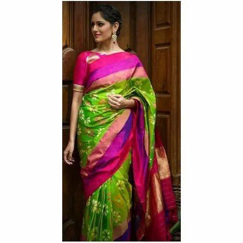 soft silk glorious Green with green saree, casual wear - Ibis Fab