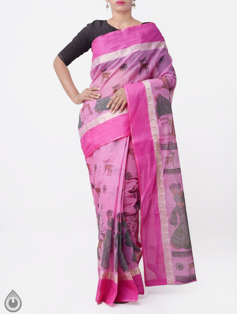 Sophisticated Baby Pink Colored Festive Wear Linen Designer Saree - Ibis Fab