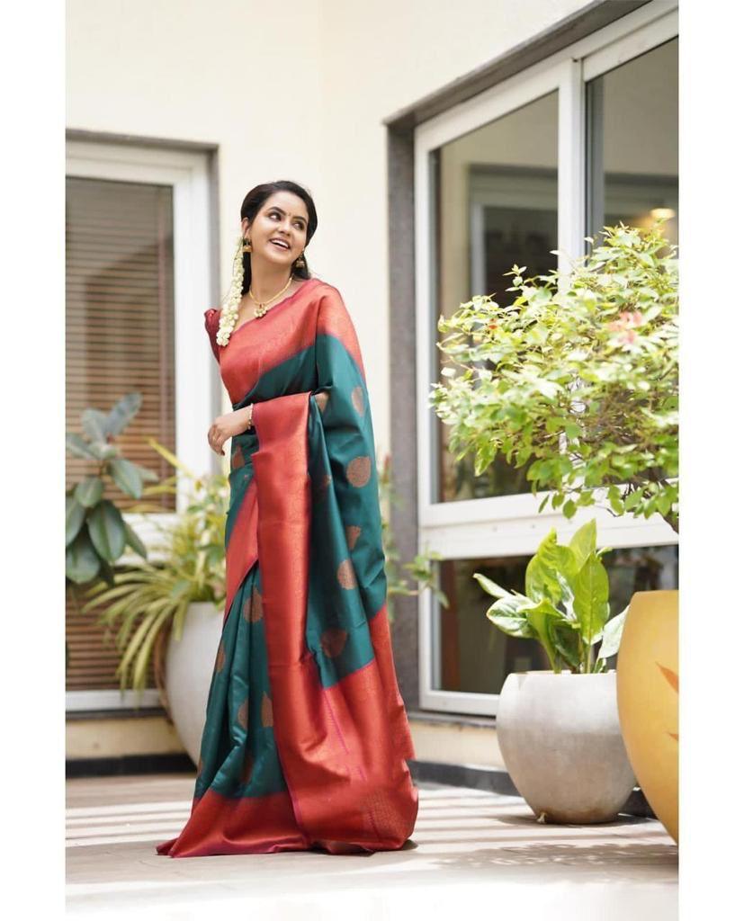 Splendiferous Soft Lichi Silk Saree With Enchanting Blouse - Ibis Fab