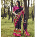 Staring Black And Pink Party Wear Pure linen Printed Saree