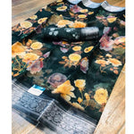 Trendy Green Party Wear Pure linen Printed Saree - Ibis Fab