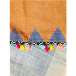 Trendy Grey Colored Printed Pure Linen Saree - Ibis Fab