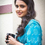 Trendy Light Blue Colored Printed Pure Linen Saree For Women - Ibis Fab