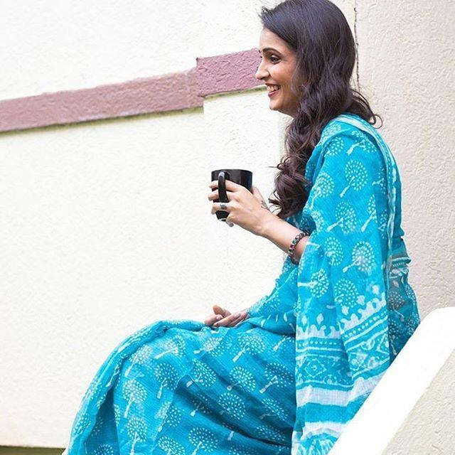 Trendy Light Blue Colored Printed Pure Linen Saree For Women - Ibis Fab