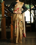 Trendy  Multicolored Designer Printed Pure Linen Designer Saree
