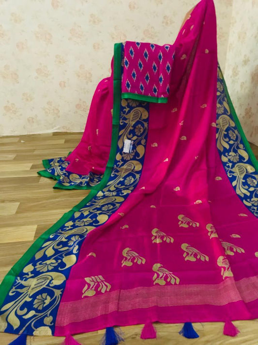 Trendy Pure Linen Pink Colored Casual Printed Saree - Ibis Fab